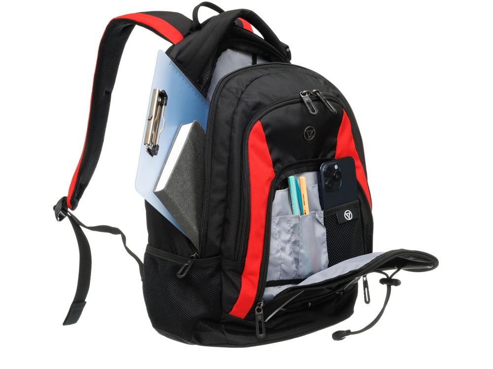 Рюкзак TORBER РАКЕТА с отделением для ноутбука 15, черный/красный, полиэстер, 33х19х45 см, 28 л-8