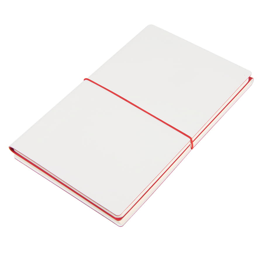 Бизнес-блокнот "Combi", 130*210 мм, бело-красный, кремовый форзац, гибкая обложка, в клетку/нелин, белый, красный-3