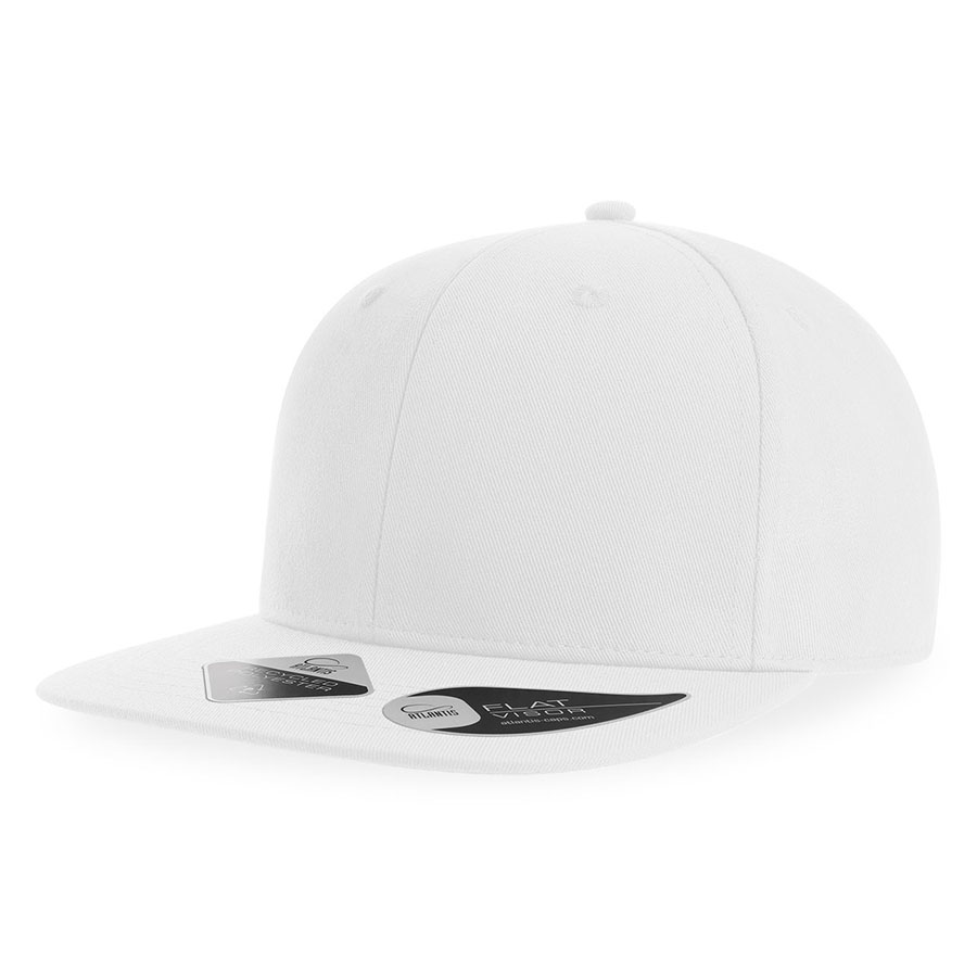 Бейсболка JAMES,6 клиньев,плоский козырек,ПВС застежка, белый-0