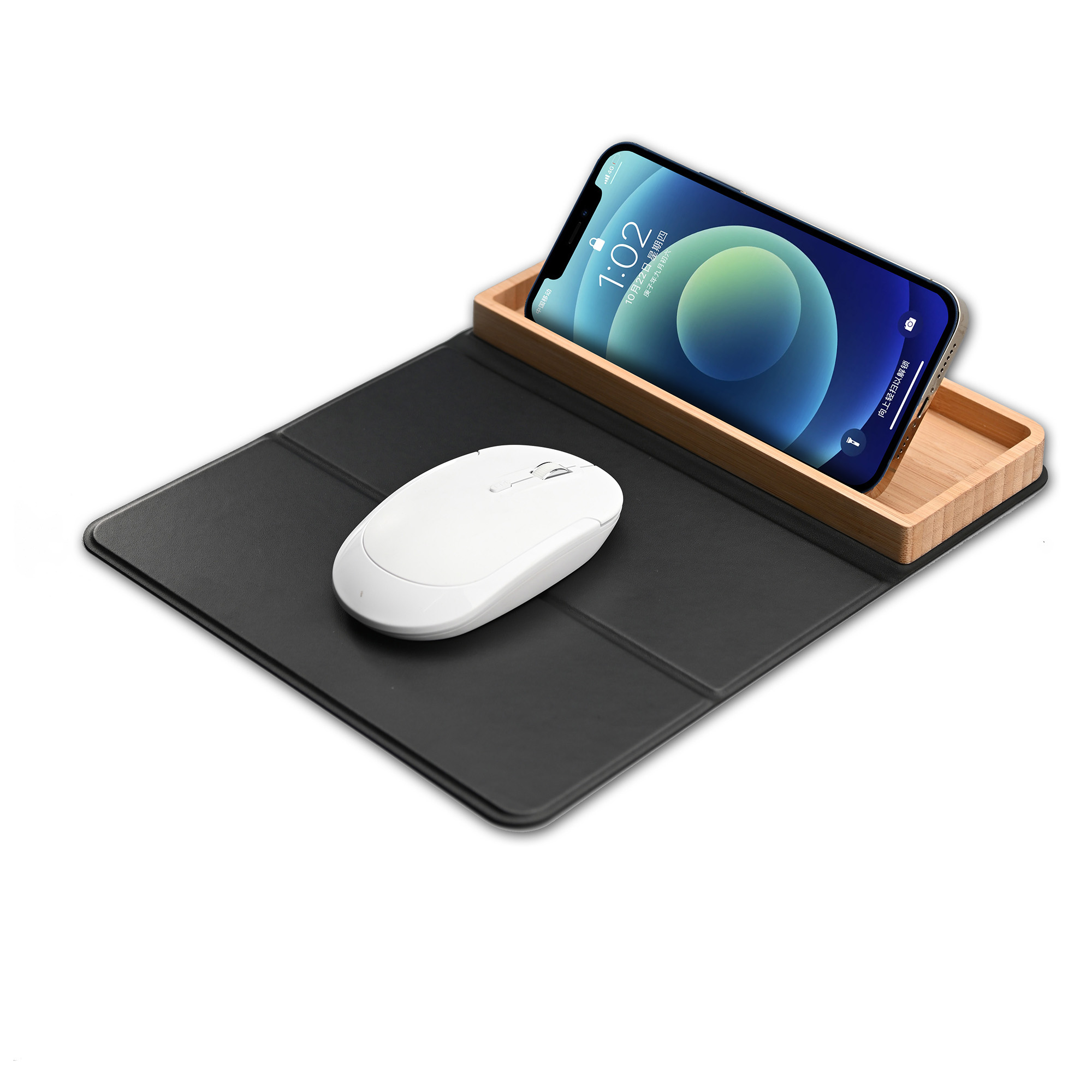 Коврик-трансформер с органайзером на магнитах с беспроводным (15W) ЗУ с подсветкой логотипа-5