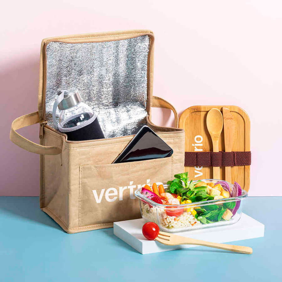 Ланч-бокс BEJAR, ложка, вилка нож в комплекте, стекло/бамбук, прозрачный-1