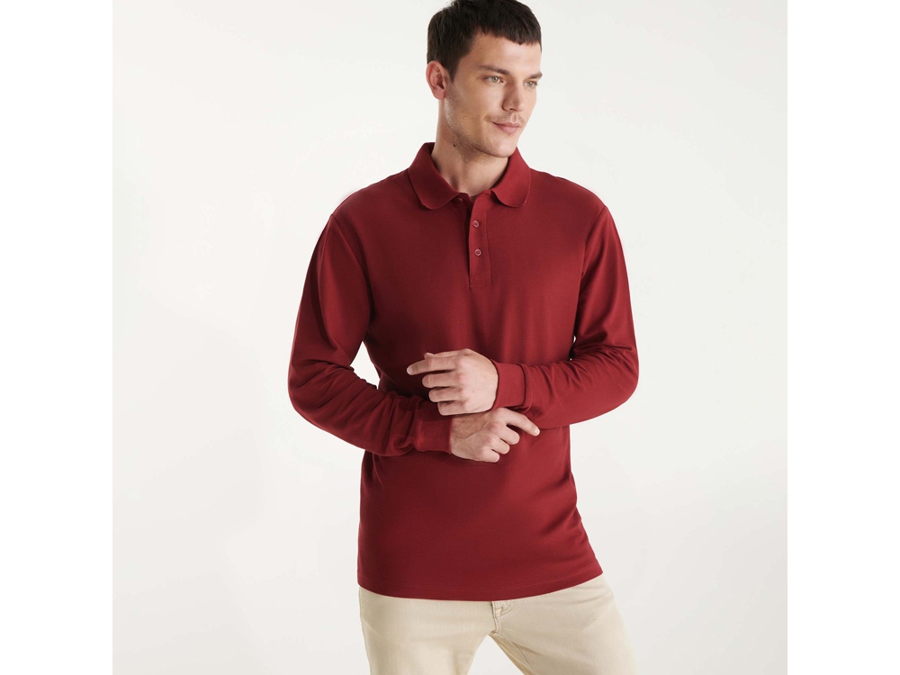 Рубашка поло Estrella мужская с длинным рукавом, гранатовый-4