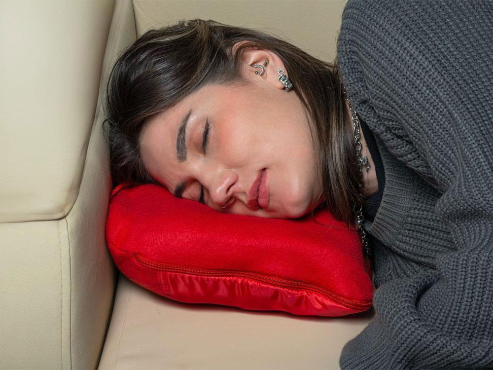 Плед для путешествий Flight в чехле с ручкой и карманом, красный-5