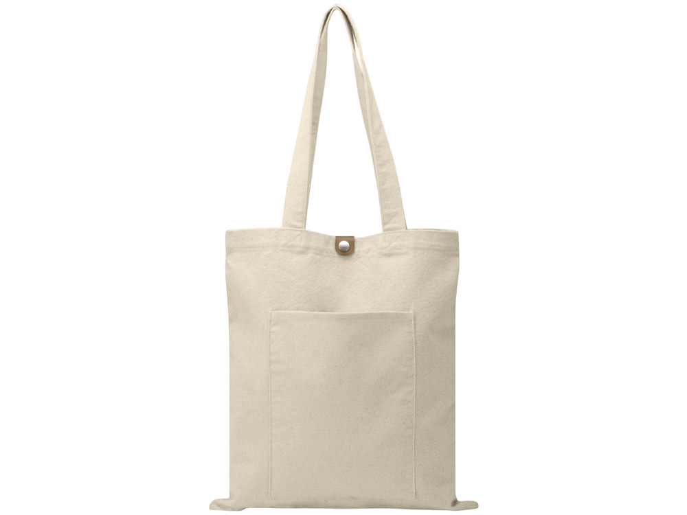 Сумка Clip из хлопка 340 г/м2 с застежкой из экокожи, натуральный-1