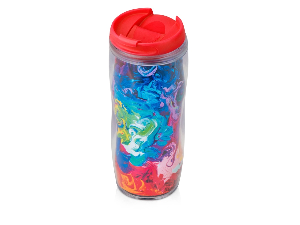 Термокружка Mony 400мл, под цифровую печать, прозрачный/красный-7