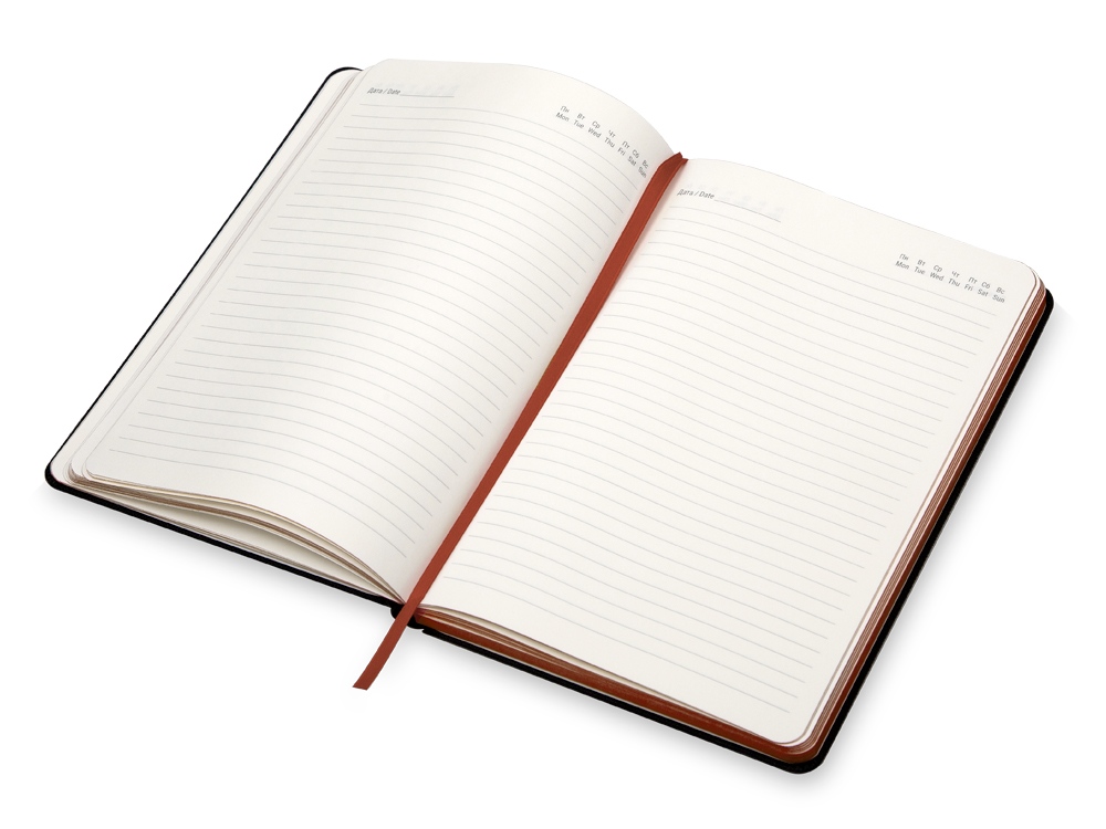 Бизнес блокнот Bossy с цветным срезом, твердая обложка, 128 листов, черный и красный-6