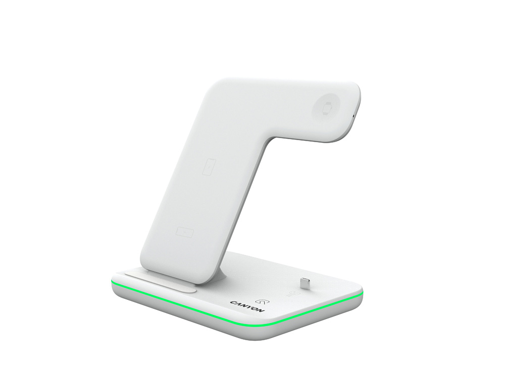 Беспроводное зарядное устройство для гаджетов 3-в-1 с технологией QI Canyon WS-302 (CNS-WCS302W), белый-0