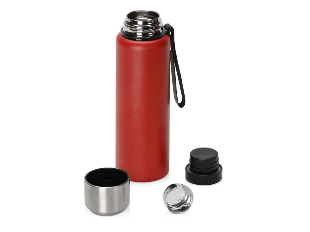 Вакуумный термос Story c покрытием powder, тубус, красный-1