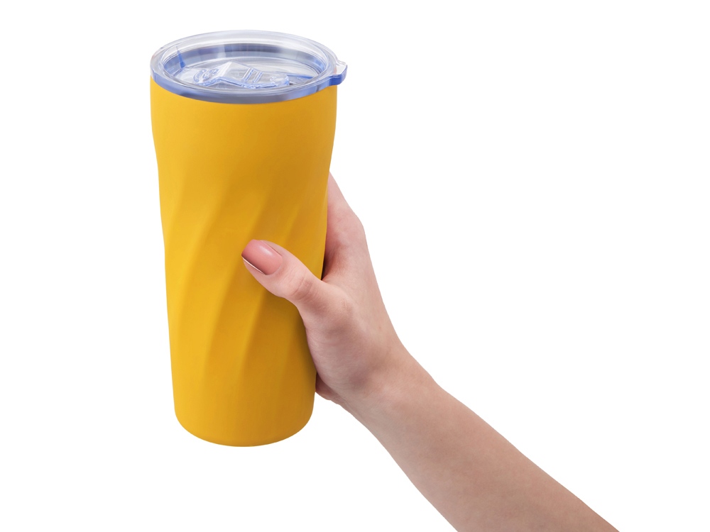 Подарочный набор FAMILY с термосом и термокружкой, желтый-3