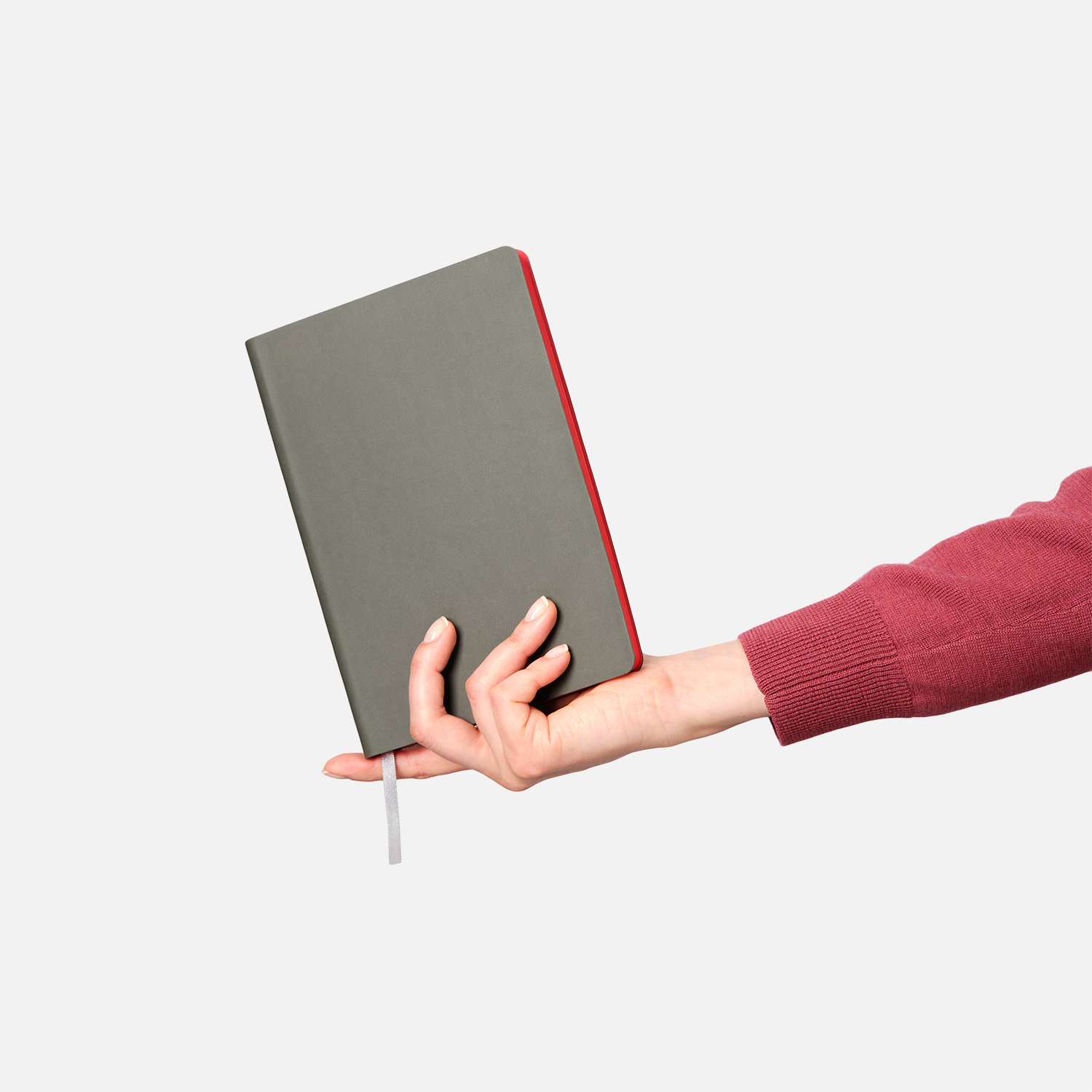 Ежедневник Латте софт-тач (Latte soft touch) недатированный, серый/красный-11