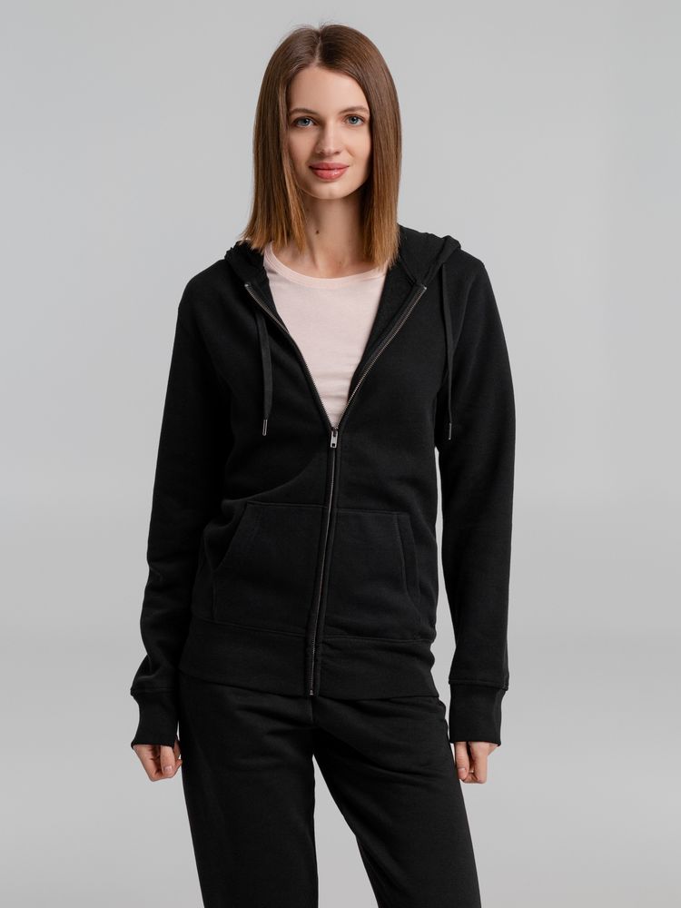 Толстовка на молнии с капюшоном унисекс King, черная-8