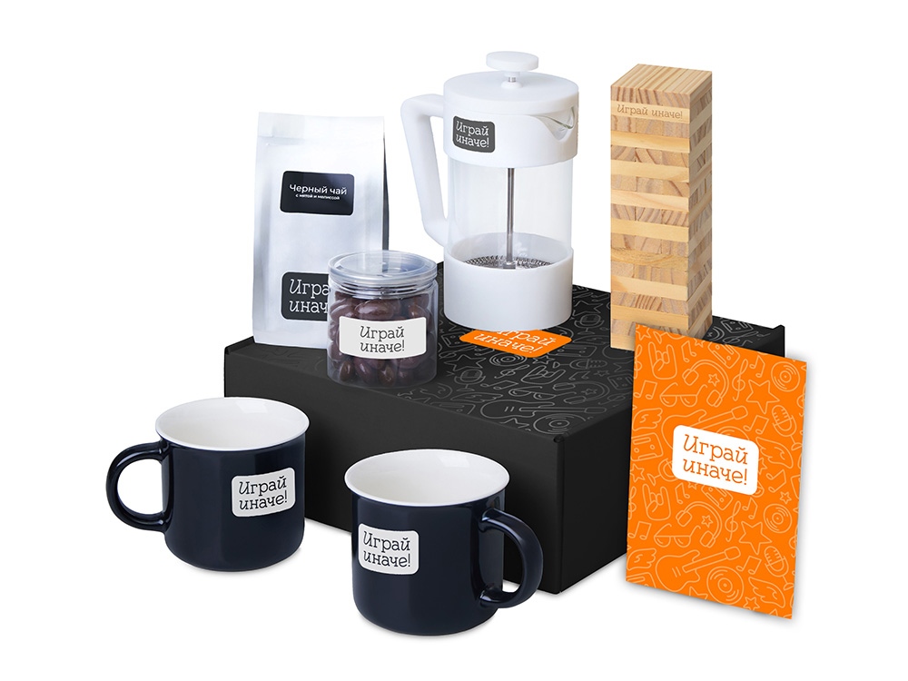 Подарочный набор Re:y. Together  с френчпрессом, кружками и дженгой-0