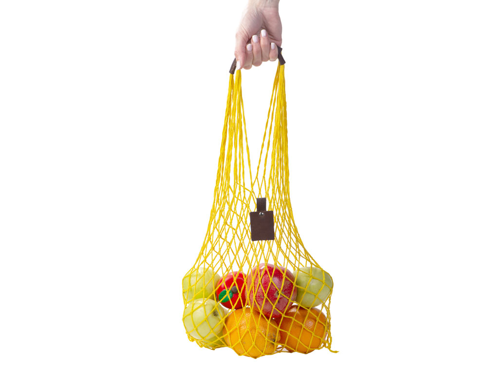 Авоська Dream L наплечная 25 литров с кожаными ручками, желтый-3