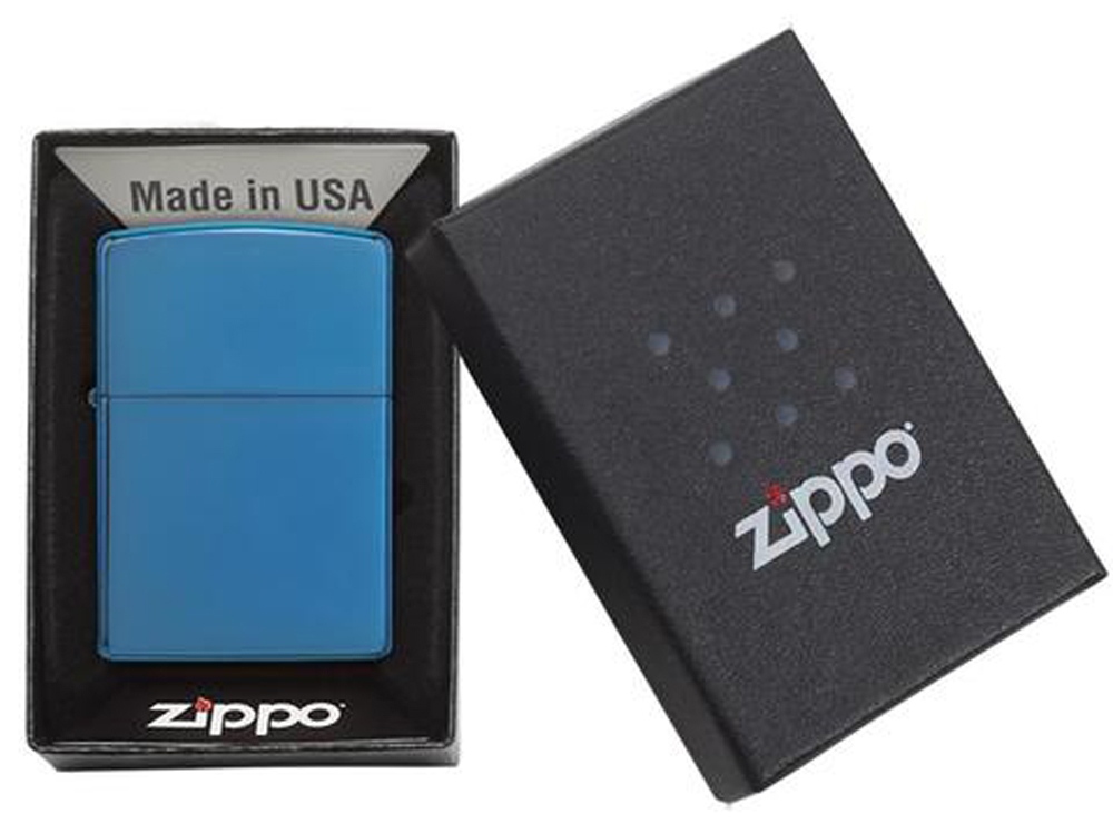 Зажигалка ZIPPO Classic с покрытием Sapphire™, латунь/сталь, синяя, глянцевая, 38x13x57 мм-3