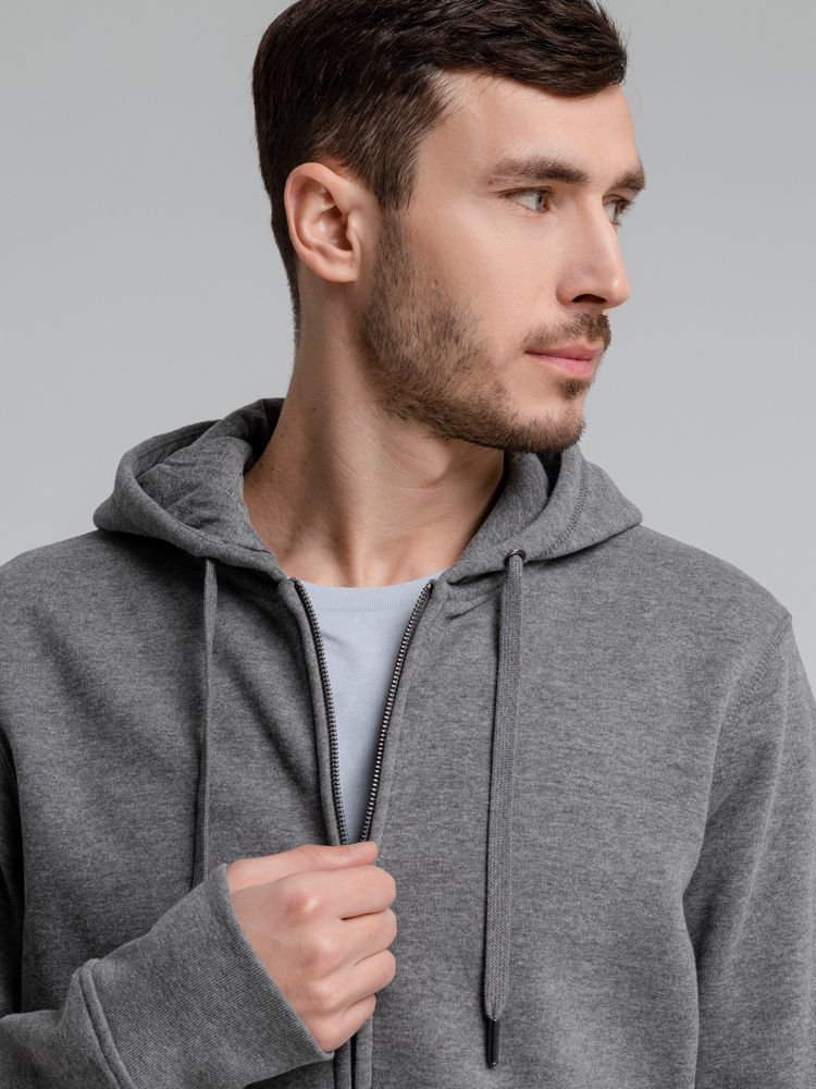 Толстовка на молнии с капюшоном унисекс King, темно-серый меланж-4