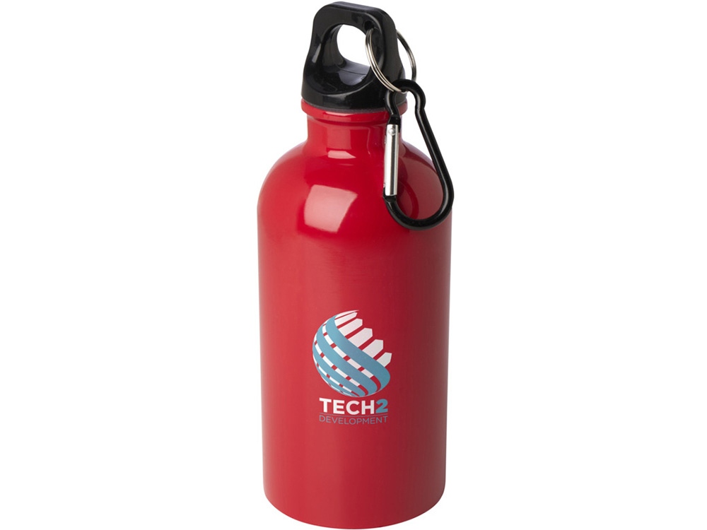 Одностенная бутылка для воды с карабином Oregon, изготовленная из нержавеющей стали, сертифицированной по стандарту RCS, объемом 400 мл - Красный-3