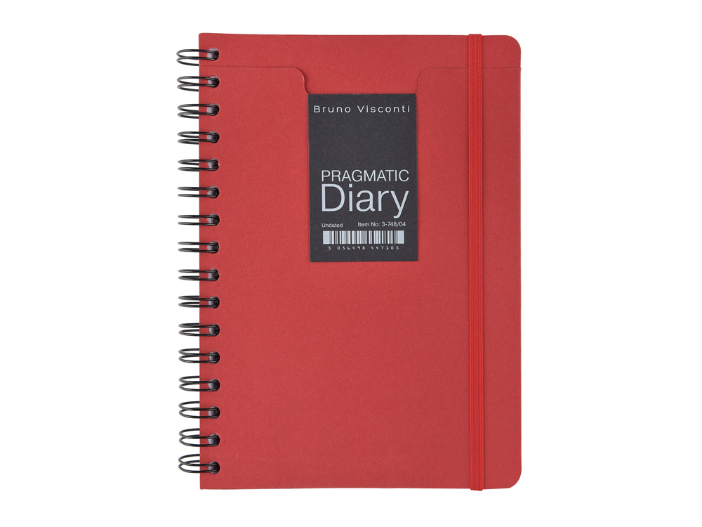 Ежедневник недатированный на гребне А5 Pragmatic, красный-7