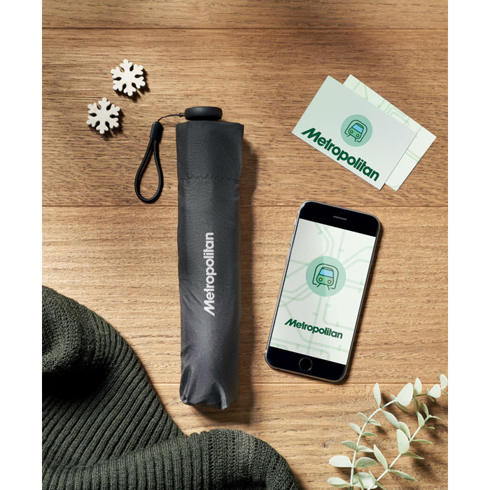 Зонт складной, черный-3