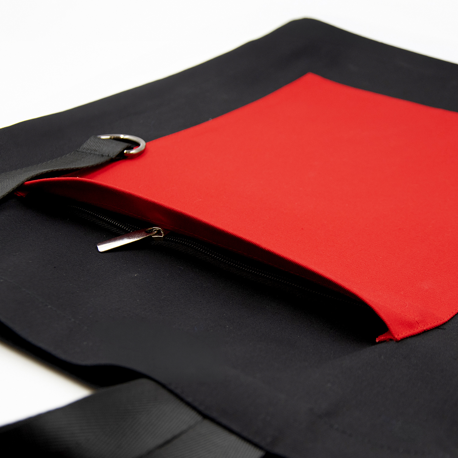 Шоппер Superbag Big Pocket, с карманом на молнии (черный с красным)-3