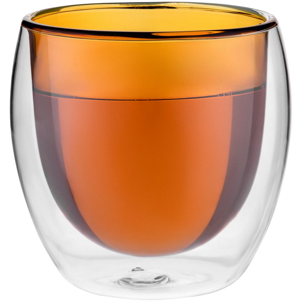 Стакан с двойными стенками Glass Bubble, желтый-1