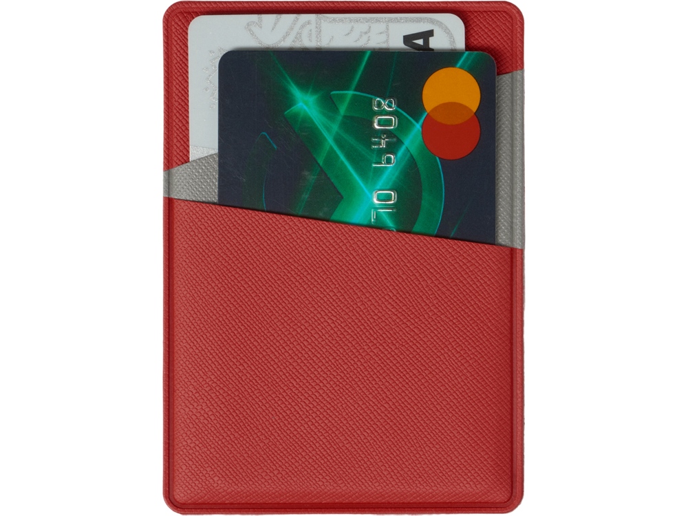 Картхолдер на 3 карты типа бейджа Favor, красный/серый-2