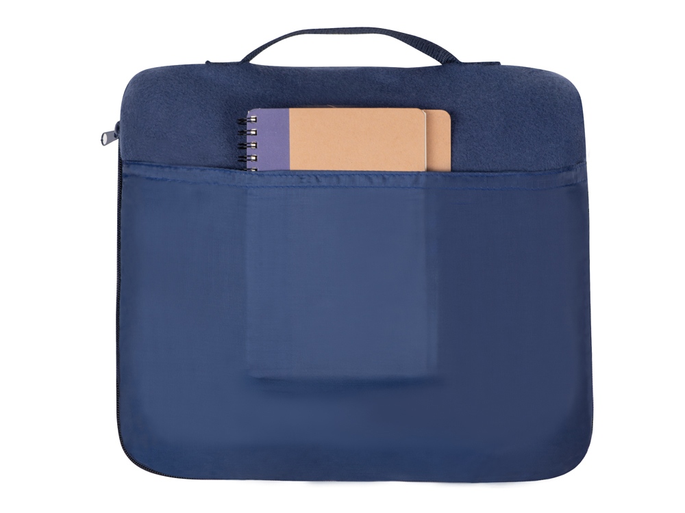Плед для путешествий Flight в чехле с ручкой и карманом, темно-синий-3