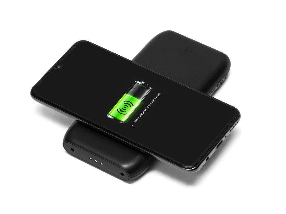 Портативное беспроводное зарядное устройство с док-станцией Uniq, 10000 mah, черный-5