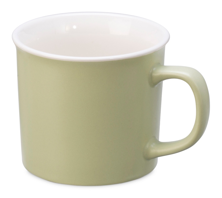 Матовая кружка Nancy 360 мл цветная снаружи, белая внутри, оливковый-0