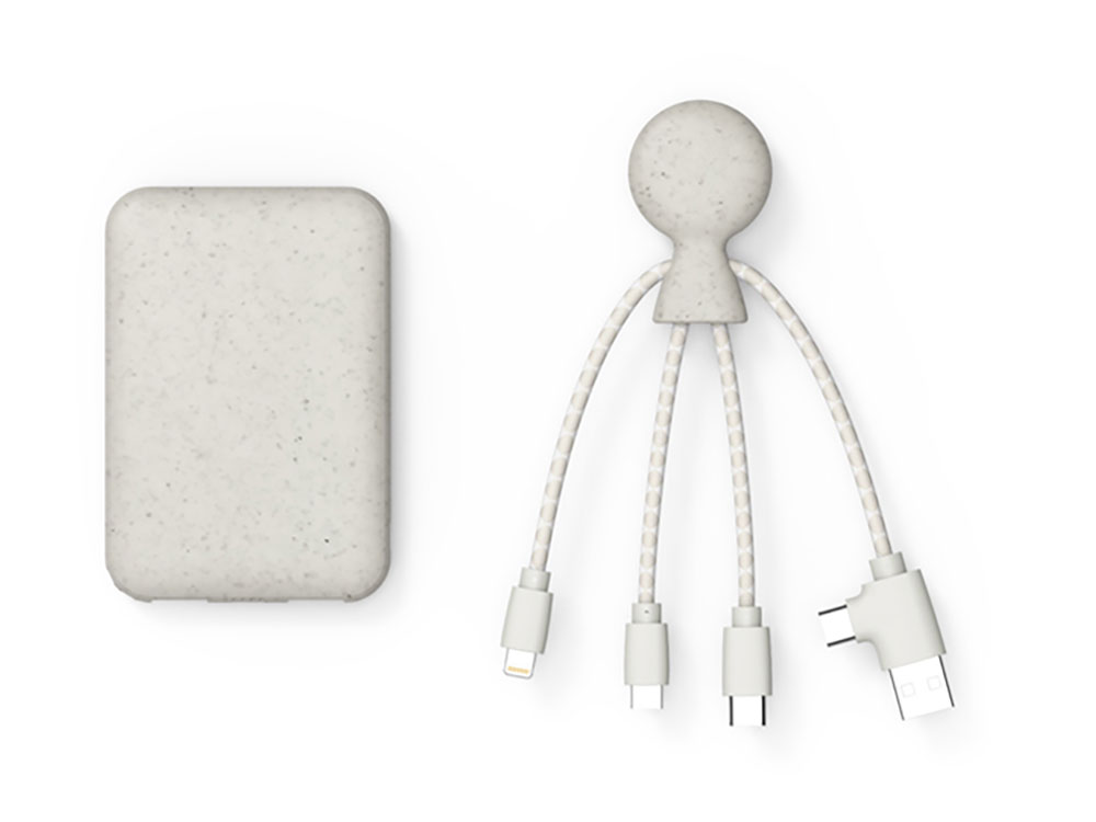 Портативное зарядное устройство BioPack c кабелем Mr. Bio, 5000 mAh, белый-0