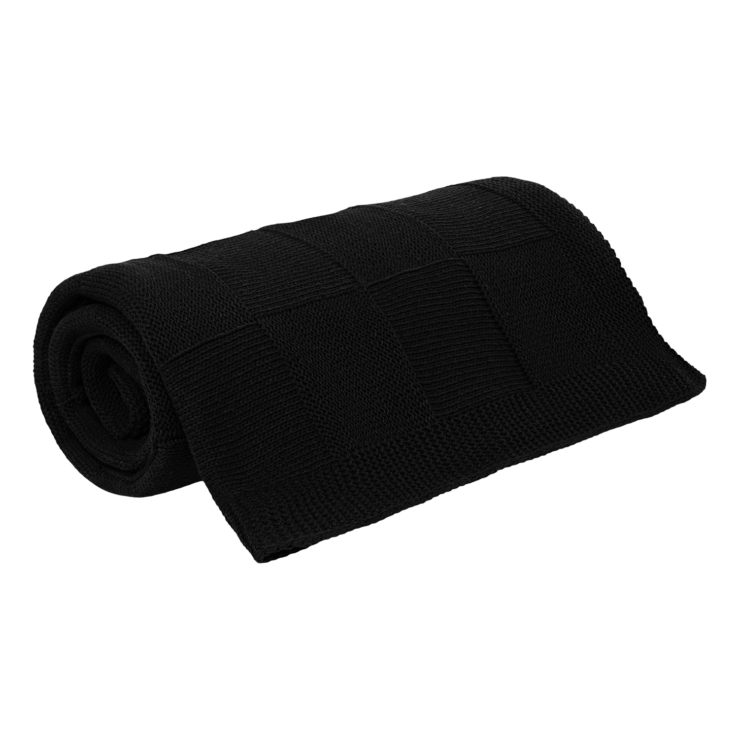 Плед Cella вязаный, черный (без подарочной коробки)-2