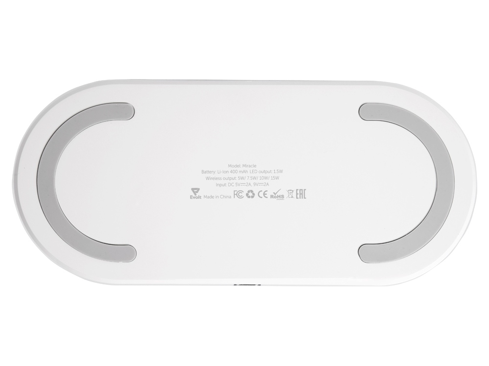 Ночник с беспроводной зарядкой и RGB подсветкой Miracle, 15 Вт, белый-4