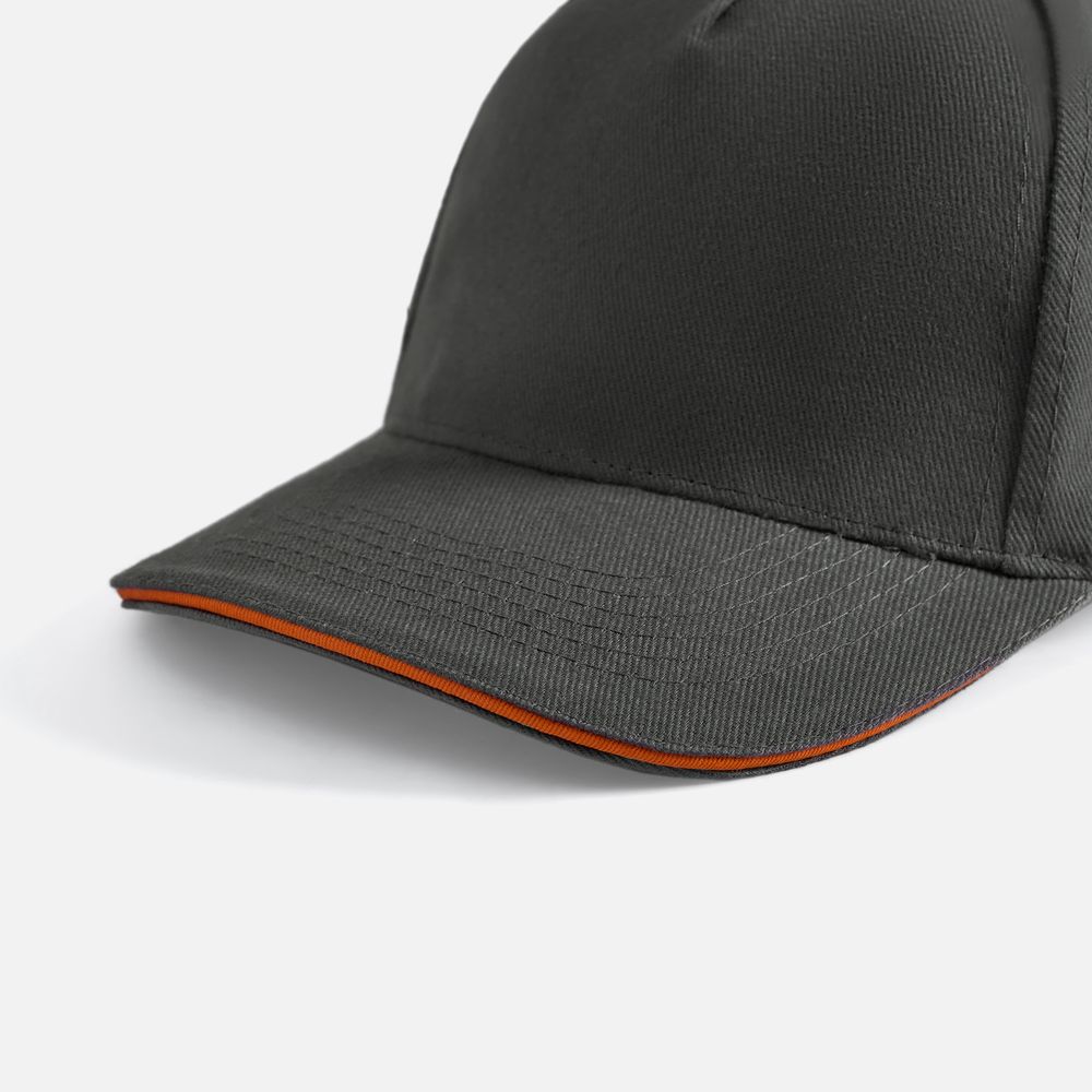 Бейсболка Long Beach, серая с оранжевым-1