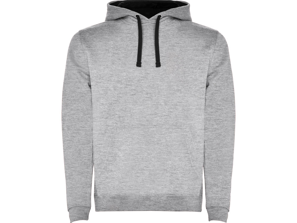 Толстовка с капюшоном Urban мужская, серый меланж/черный-0