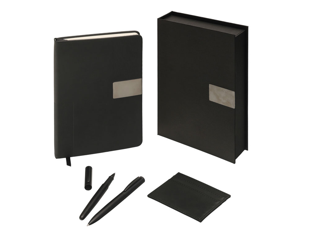 Подарочный набор Goethe с блокнотом А5, 2-мя ручками и картхолдером, черный-1