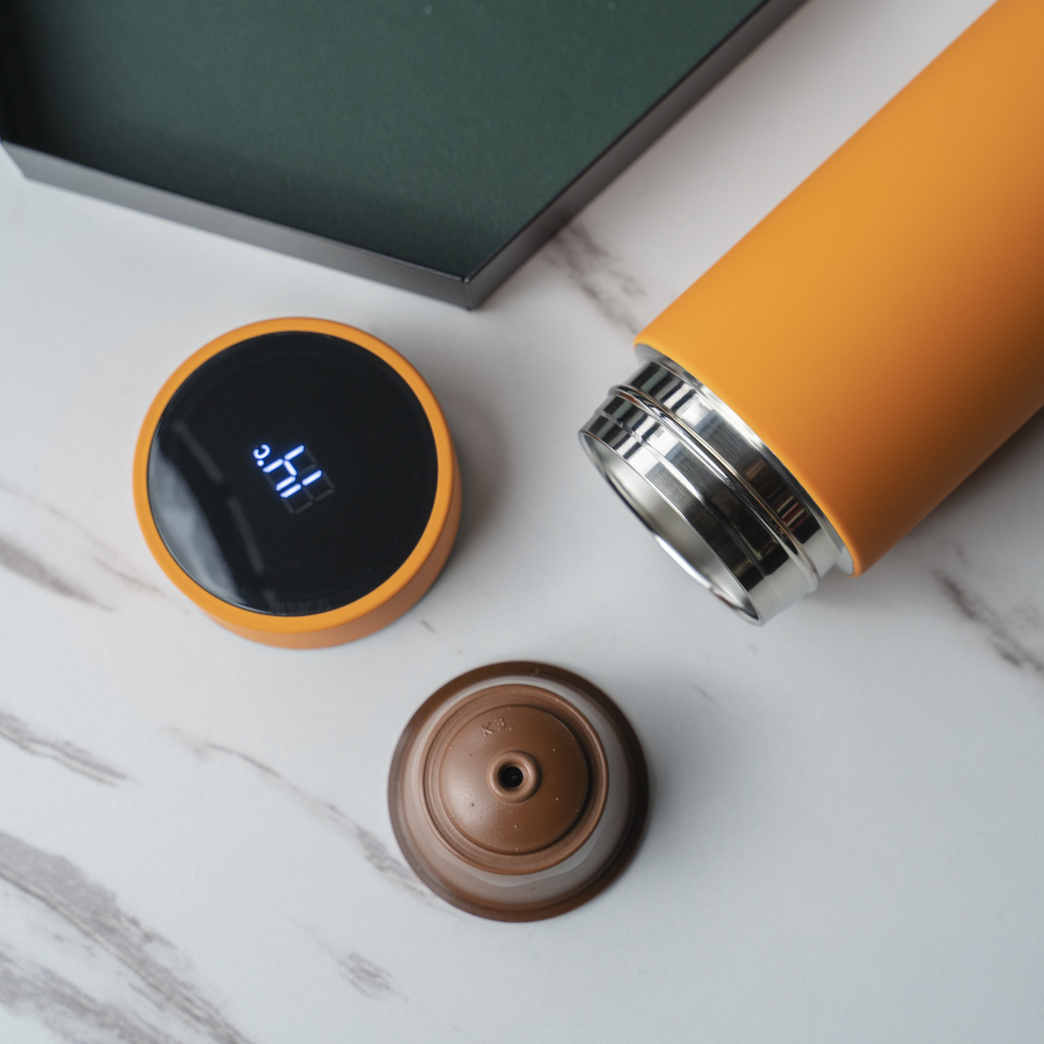 Термос Reactor софт-тач с датчиком температуры (оранжевый)-5