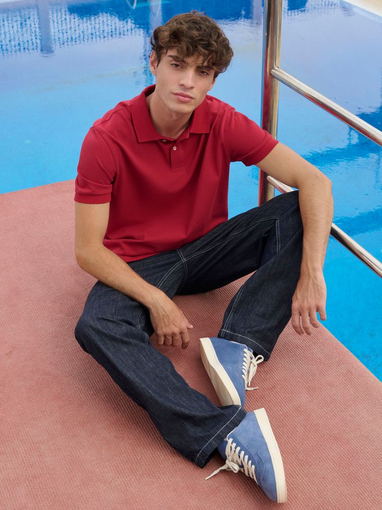 Рубашка поло унисекс Pacific, красная (бургунди)-5