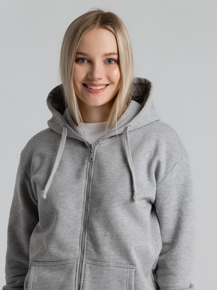 Толстовка на молнии с капюшоном Unit Siverga Heavy, серый меланж-4