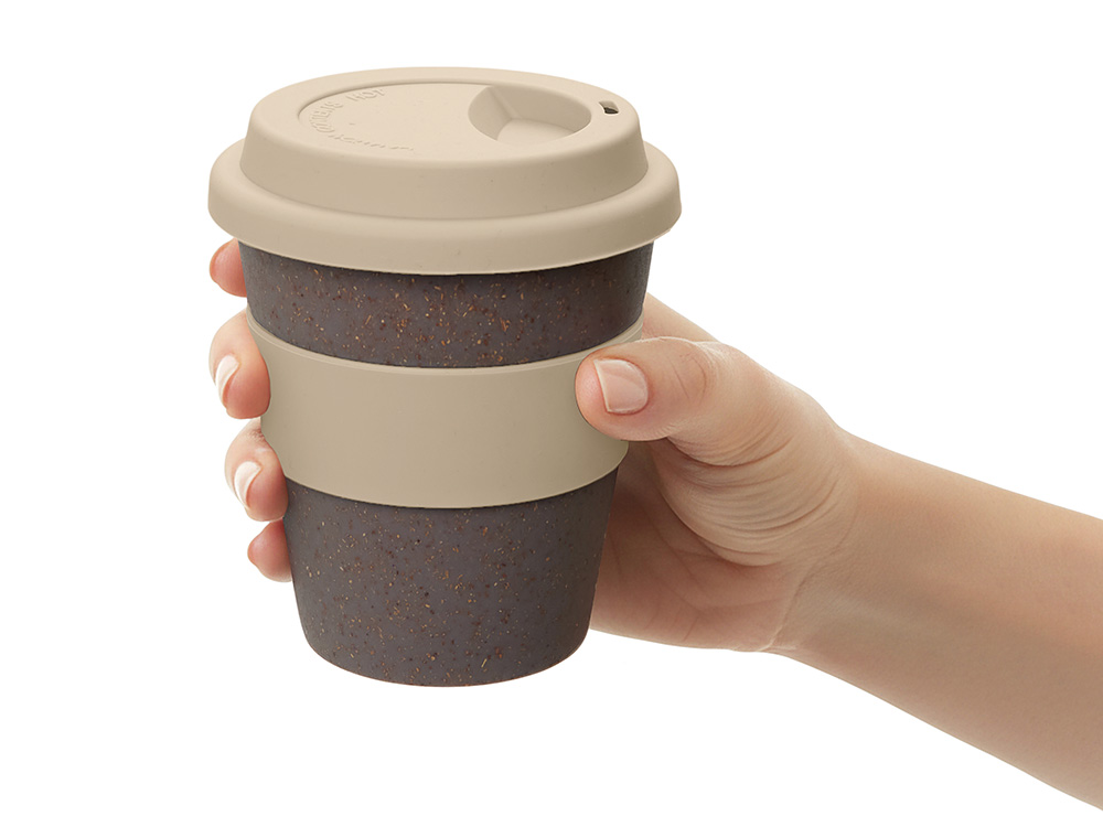 Стакан с силиконовой крышкой Cafe, beige-5