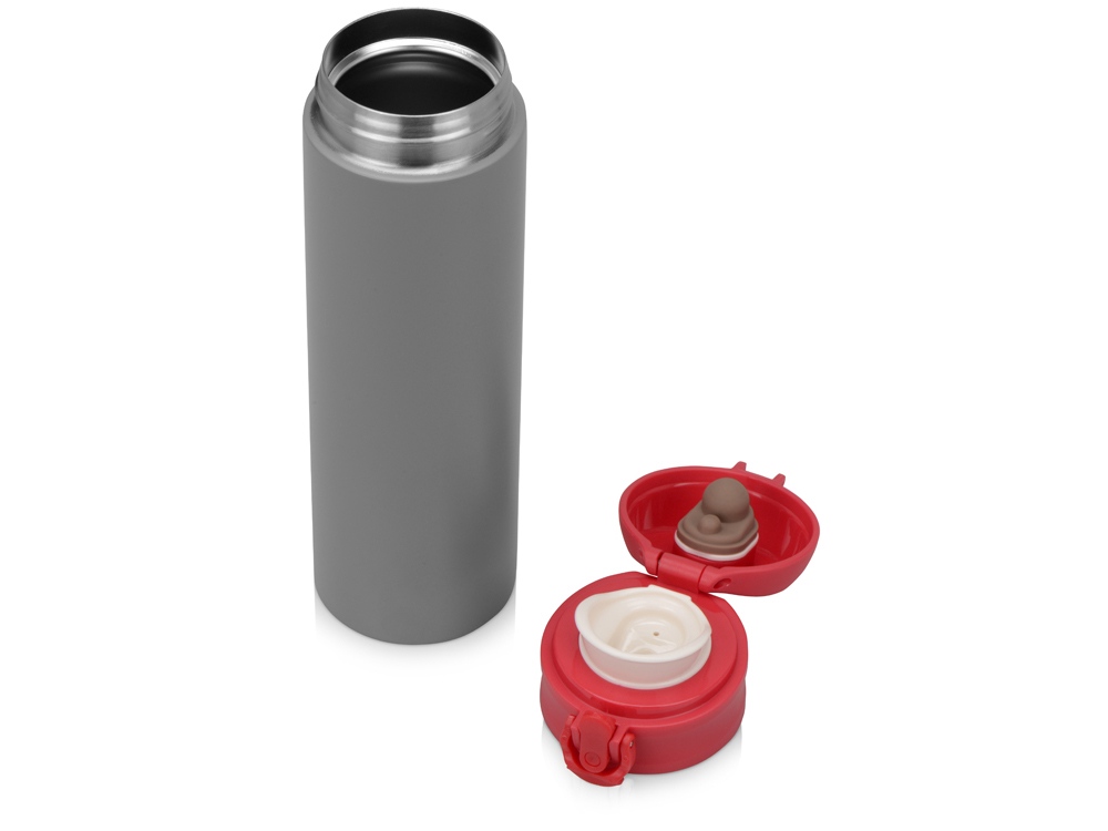 Вакуумная термокружка Хот 470мл, серый/красный-2