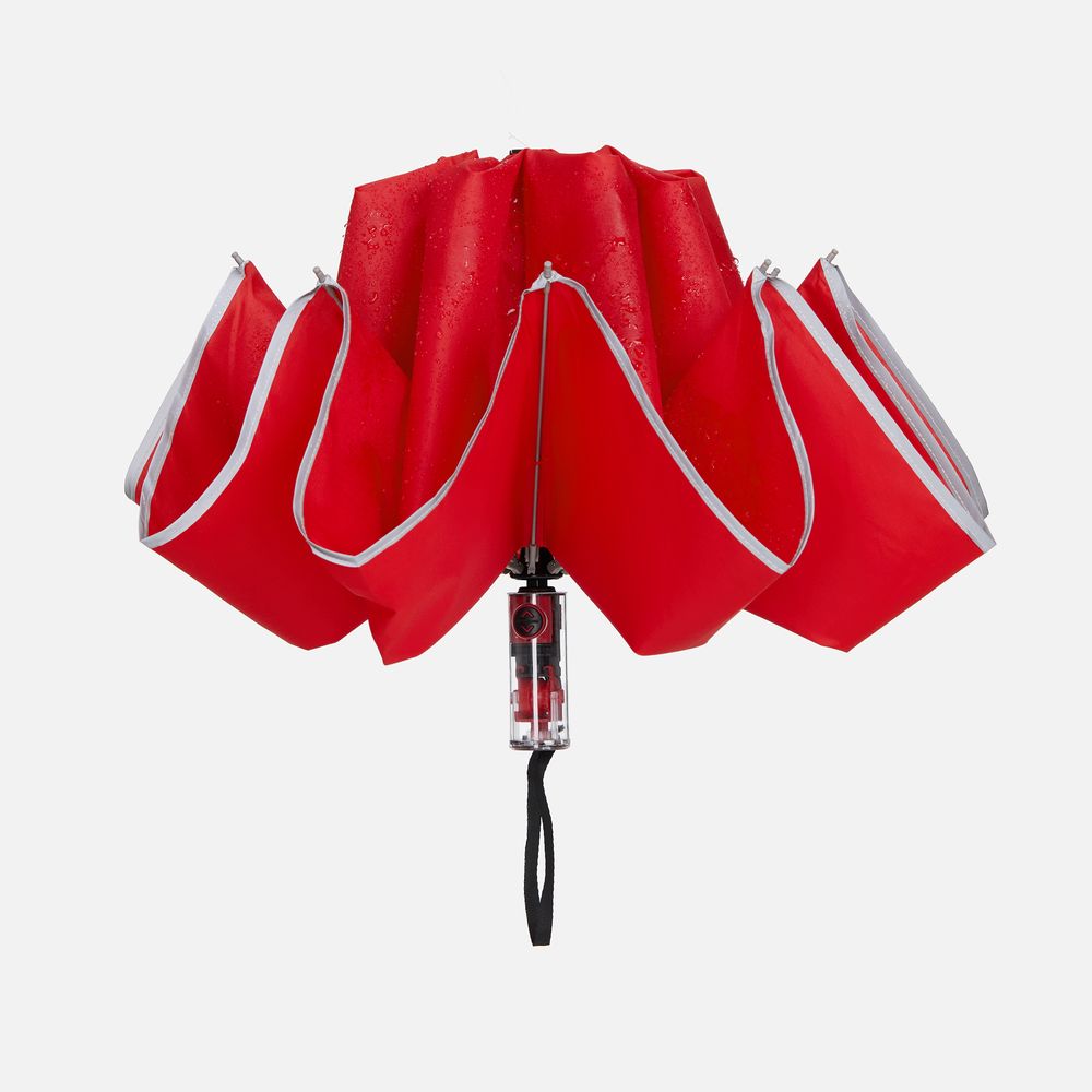 Зонт наоборот складной Futurum со светоотражающим кантом, красный-3