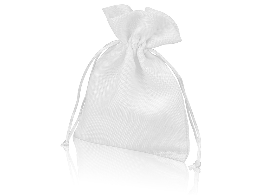 Мешочек подарочный, искусственный лен, средний, белый-0