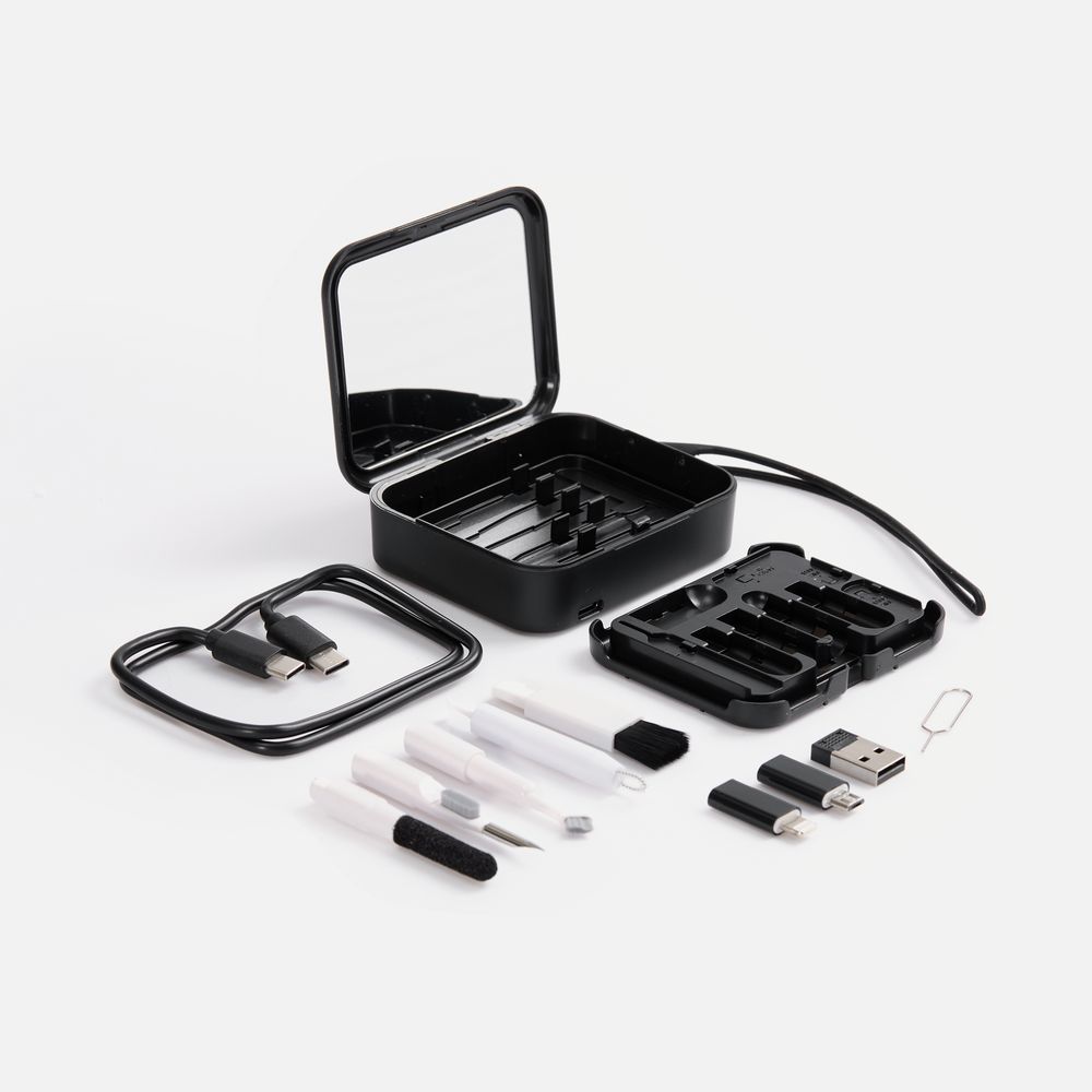 Набор для ухода за гаджетами с беспроводной зарядкой Rules, черный-1