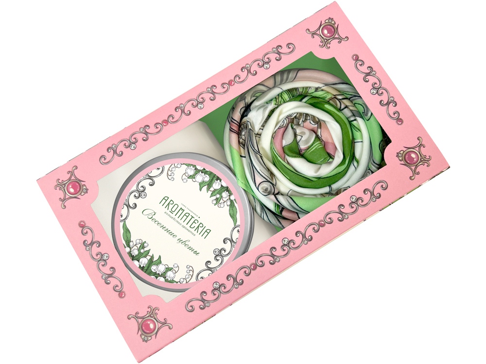 Набор: платок Ландыши и свеча Весенние цветы-1