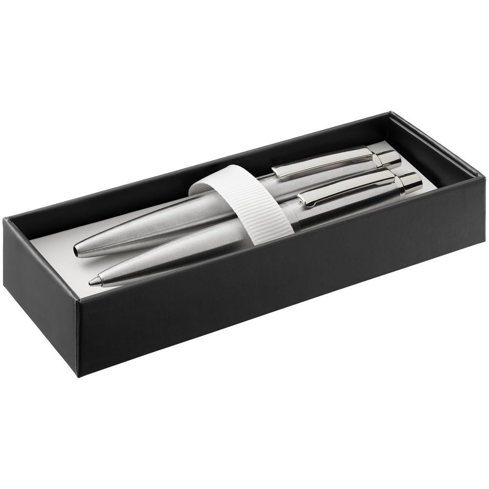 Набор из механического карандаша и ручки Poetica, серебристый-1