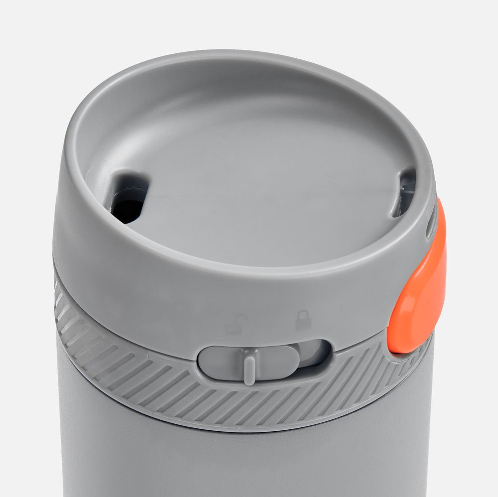 Термостакан X1 с цветной кнопкой, серый с оранжевым-1