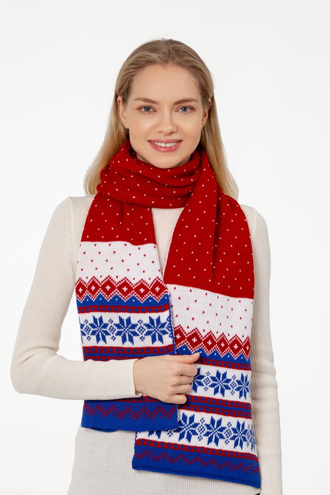 Шарф Happy View, красный с синим-2