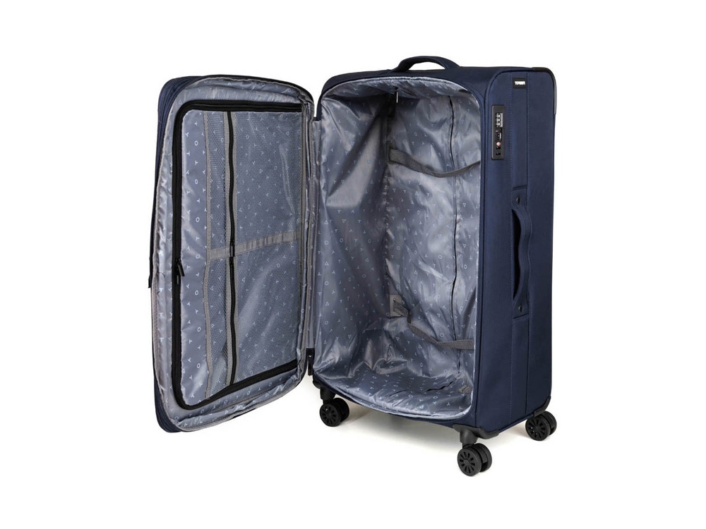 Чемодан TORBER Brosno, синий, нейлон 600D, 48 х 30 х 78 см, 85 л-1