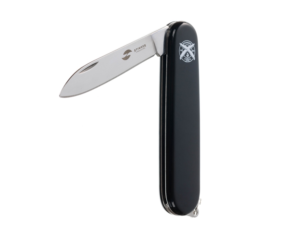 Нож перочинный Stinger, 90 мм, 2 функции, материал рукояти: АБС-пластик (черный)-2