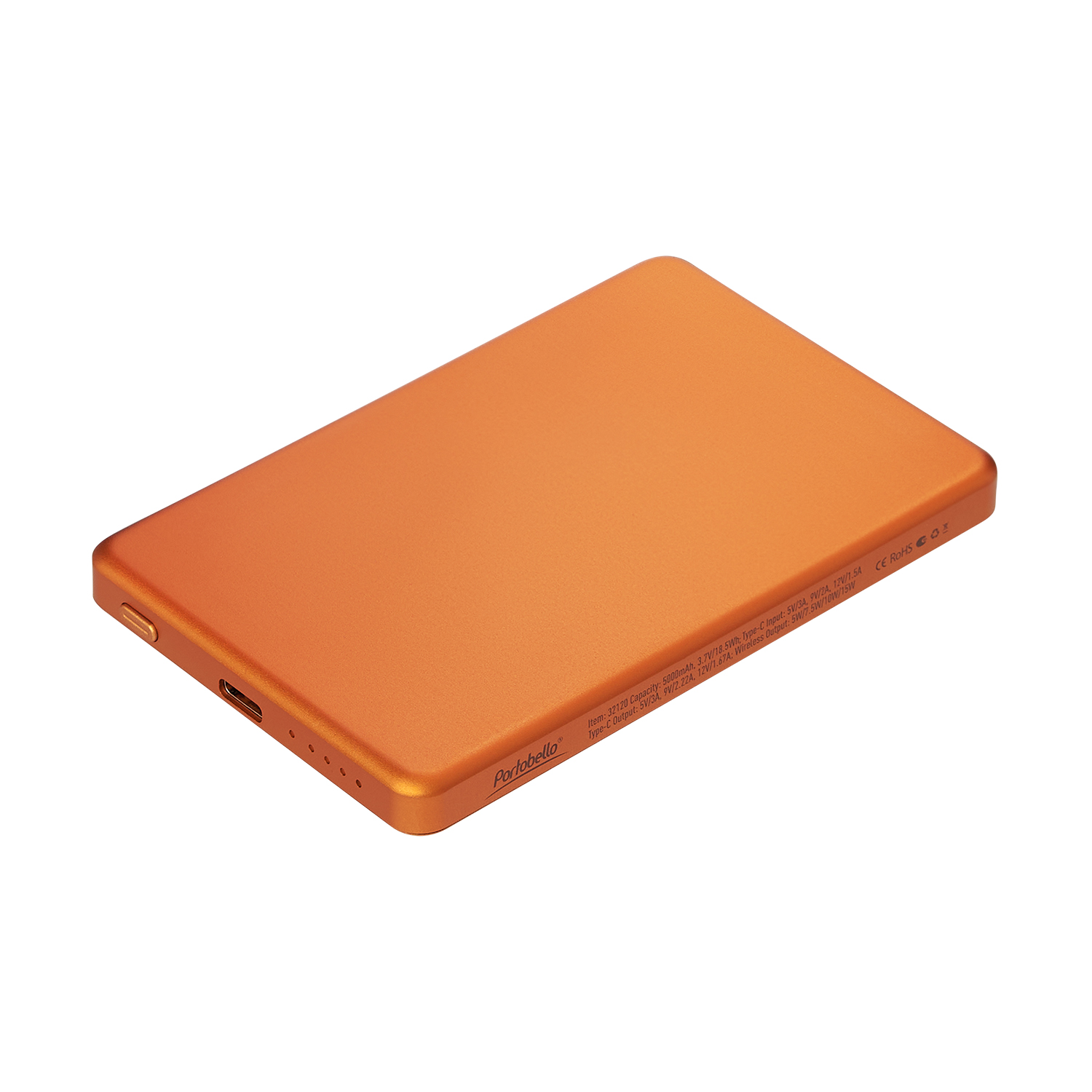 Внешний аккумулятор Атлантис (Atlantis) PD 5000mAh с функцией беспроводной зарядки 15W, оранжевый-1