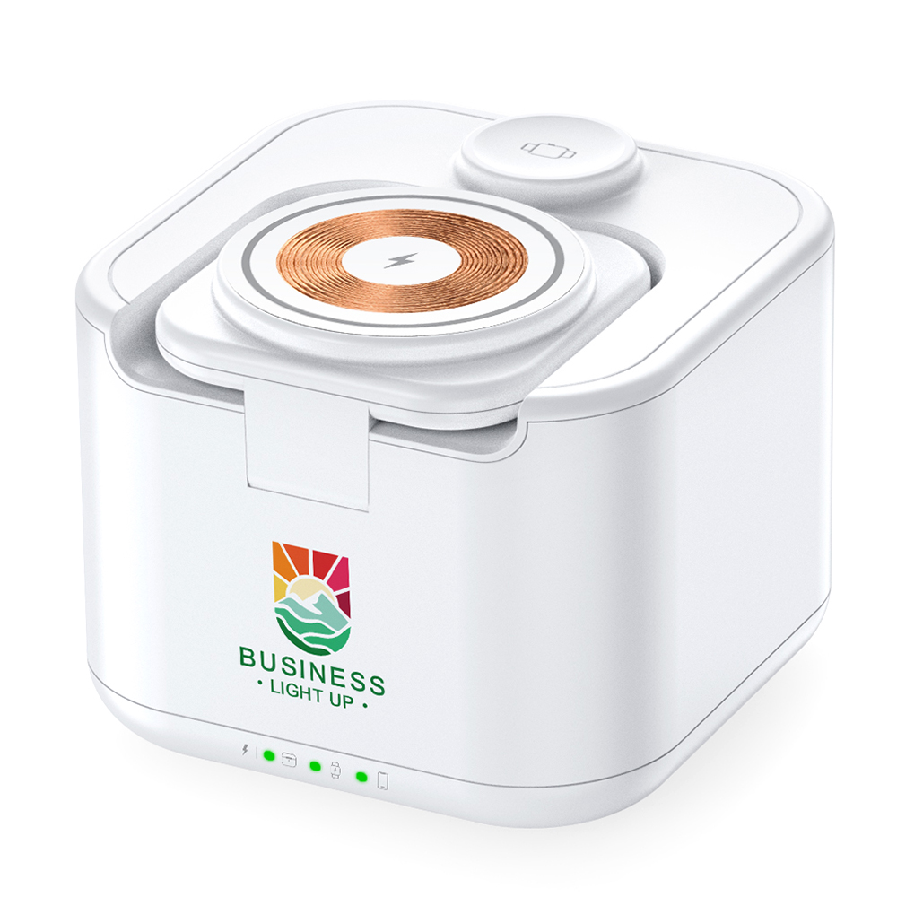 Беспроводная колонка Powerbox 5W с беспроводной зарядкой 15W, Белый-2